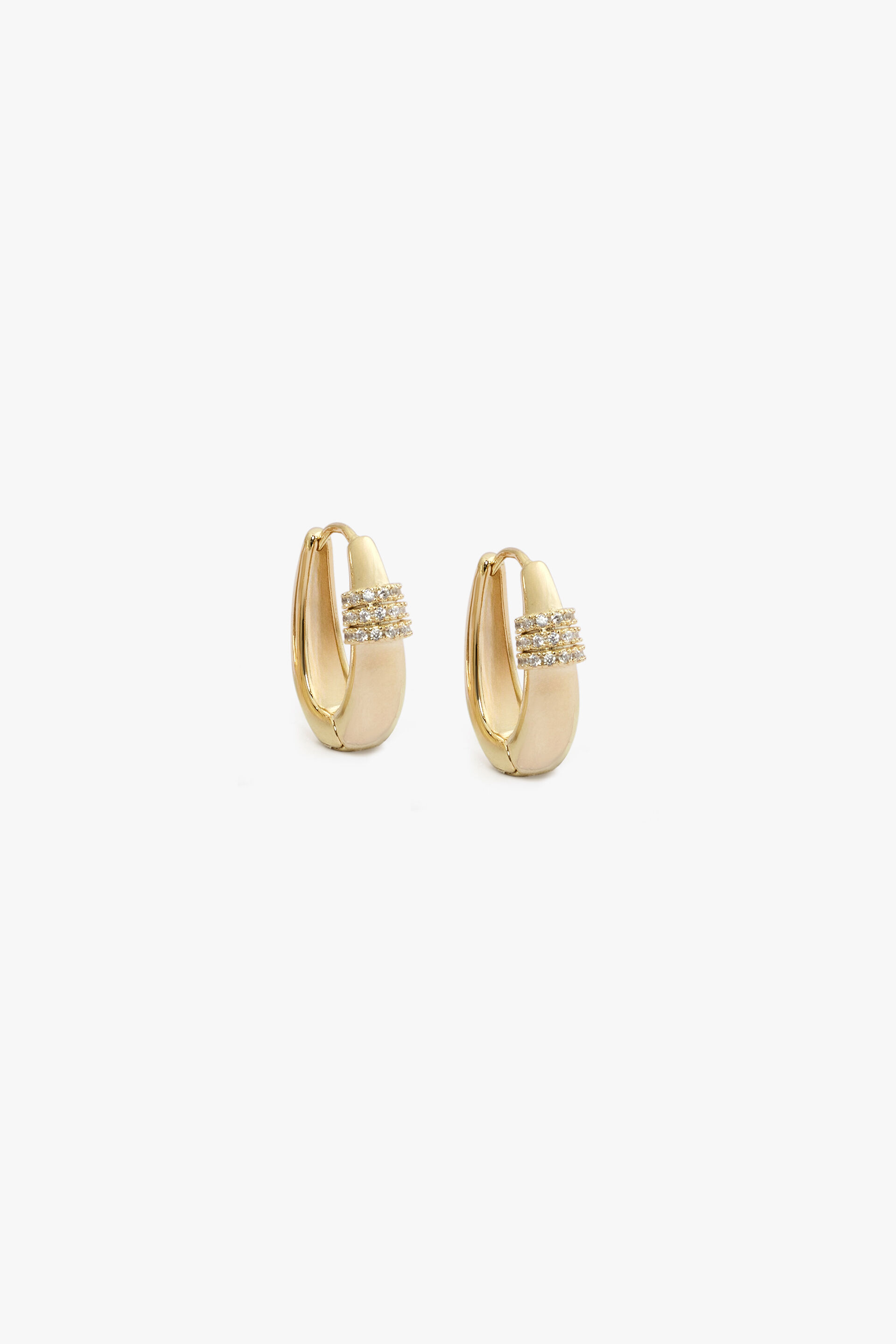 Embellished Oblong Huggie Earrings, , image 1